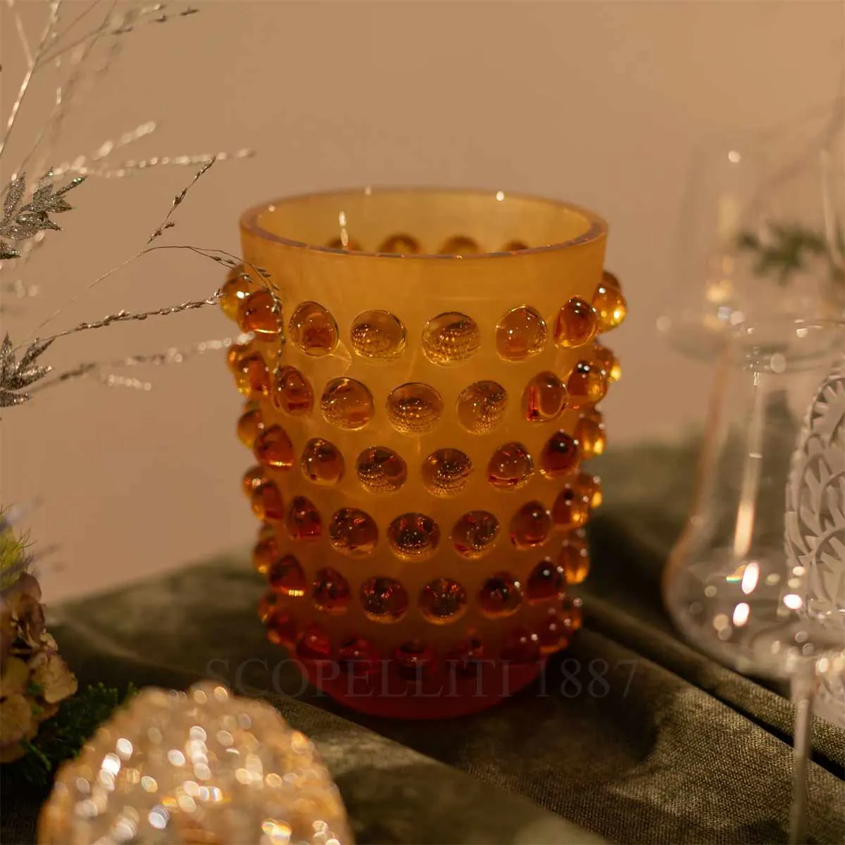 lalique mossi vase amber in fine crystal
