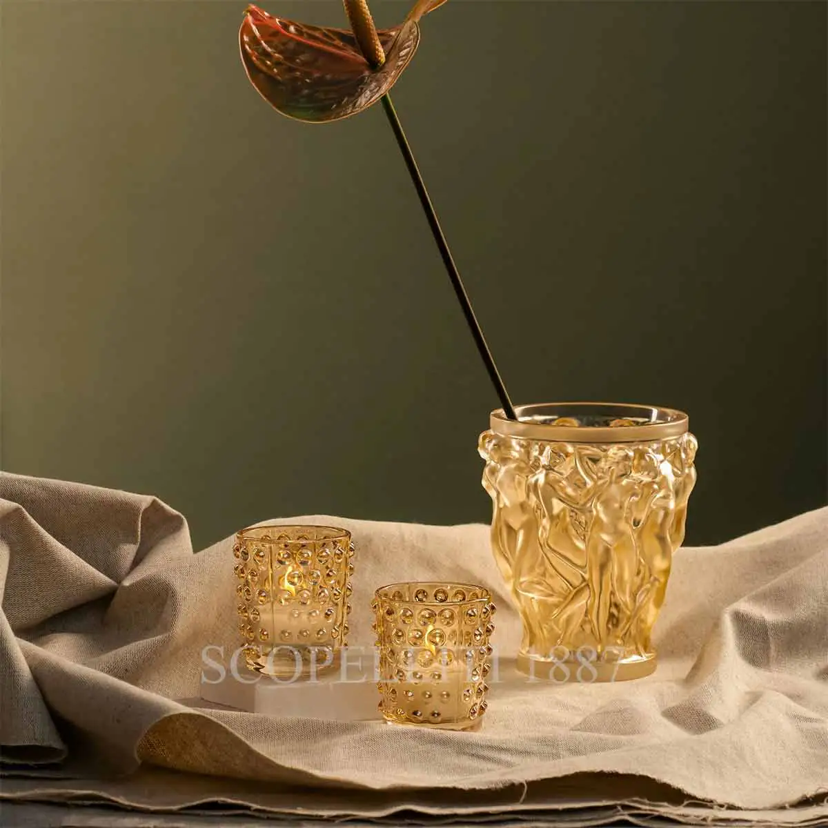 lalique mossi votive gold and bacchantes gold
