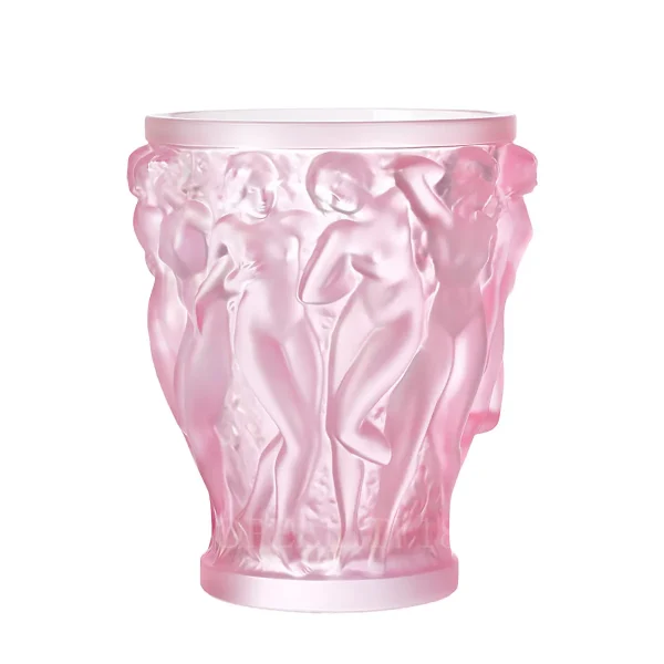 lalique bacchantes pink luster crystal vase