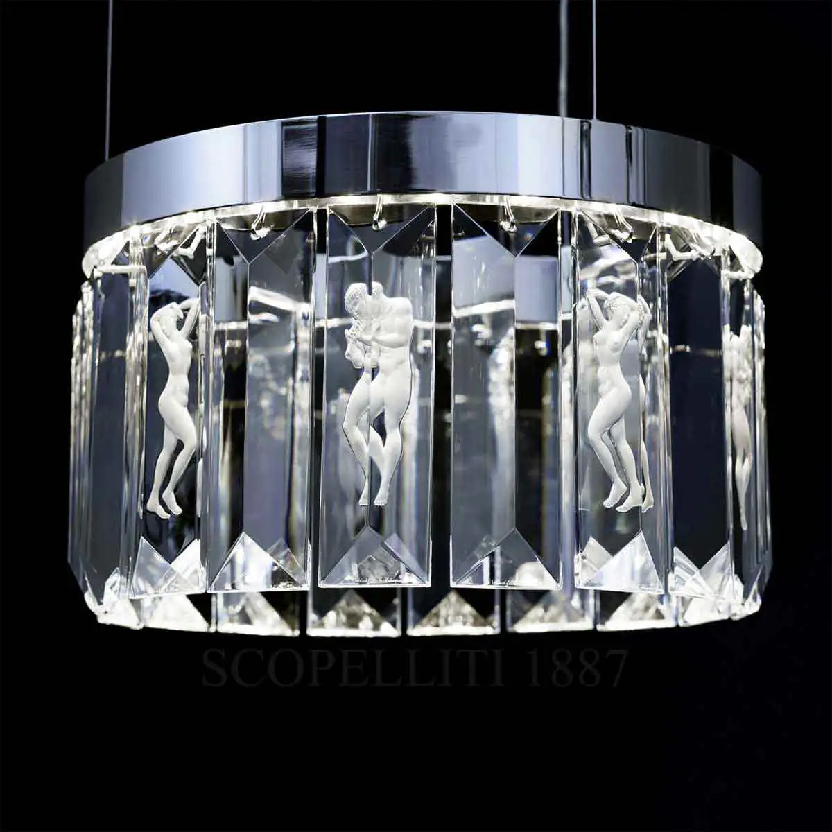 lalique serene chandelier circular 18 prisms with black background