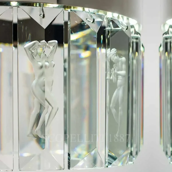 lalique serene chandelier circular 18 prisms detail figurines motif