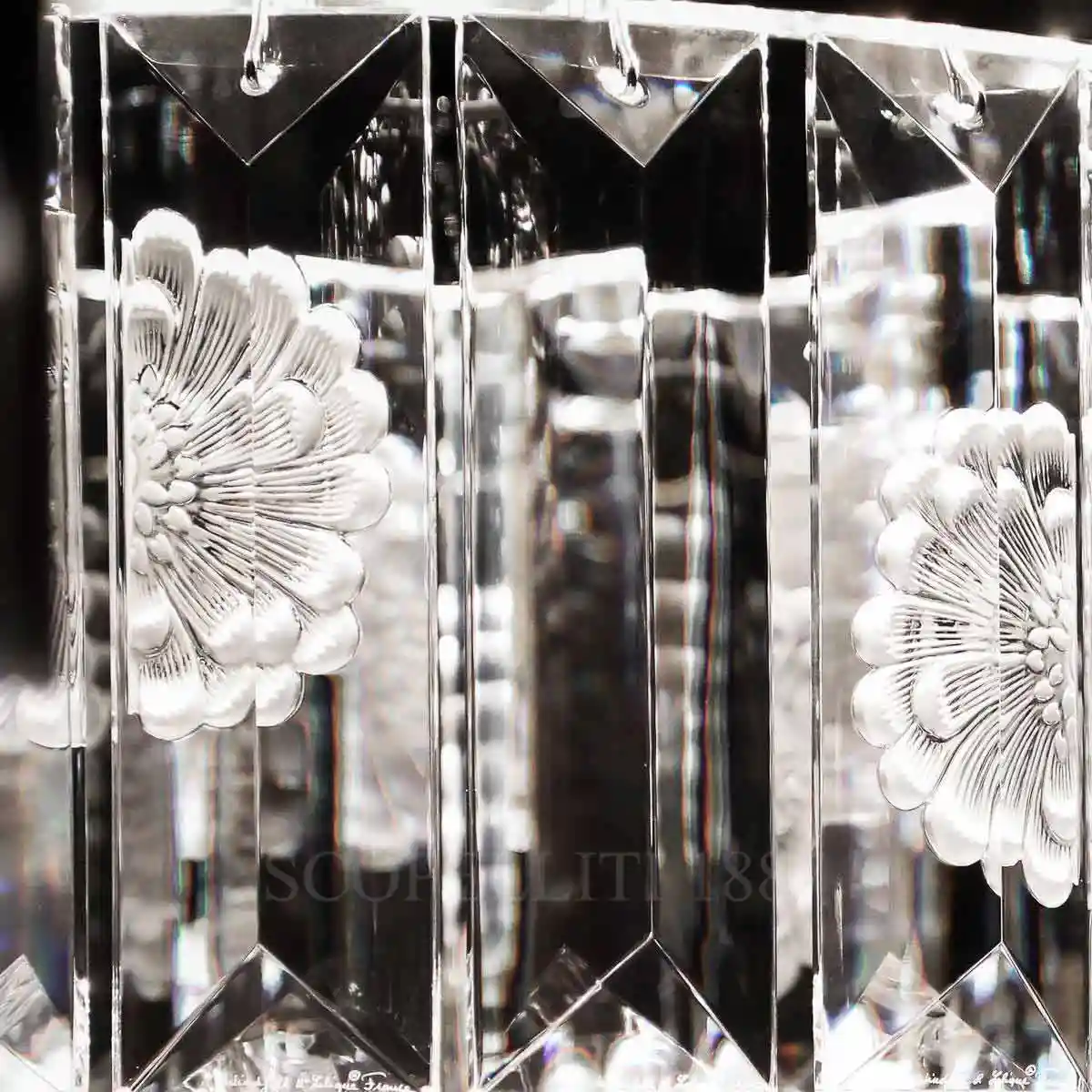 lalique serene chandelier dahlia details