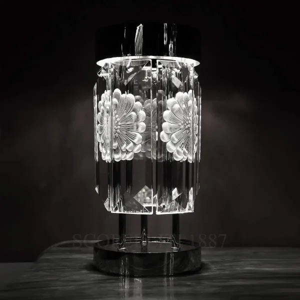 lalique serene dahlia table lamp 6 prisms light on