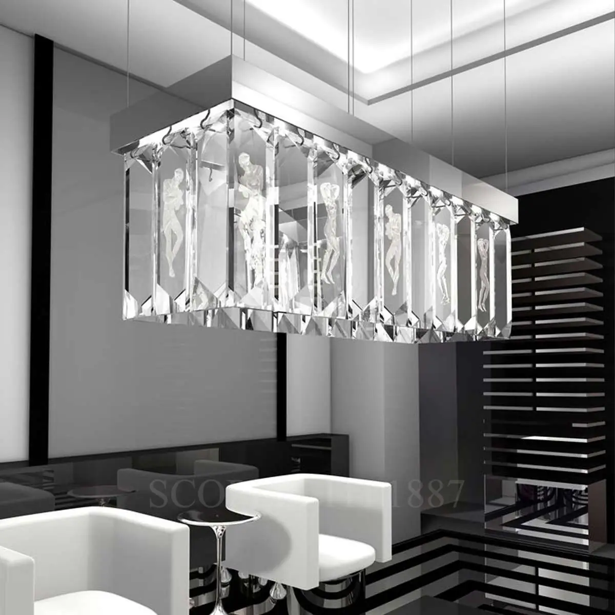 lalique serene chandelier rectangular 26 prisms photo