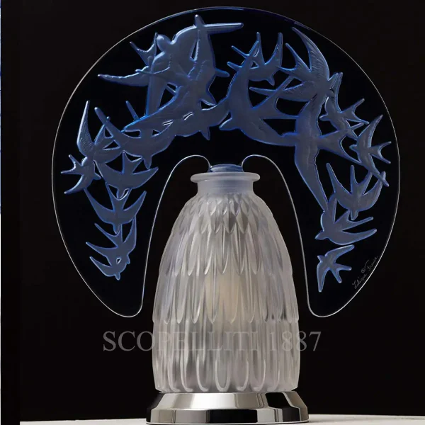 lalique swallows lamp blue crystal
