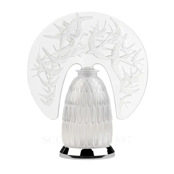 lalique swallows lamp in clear crystal
