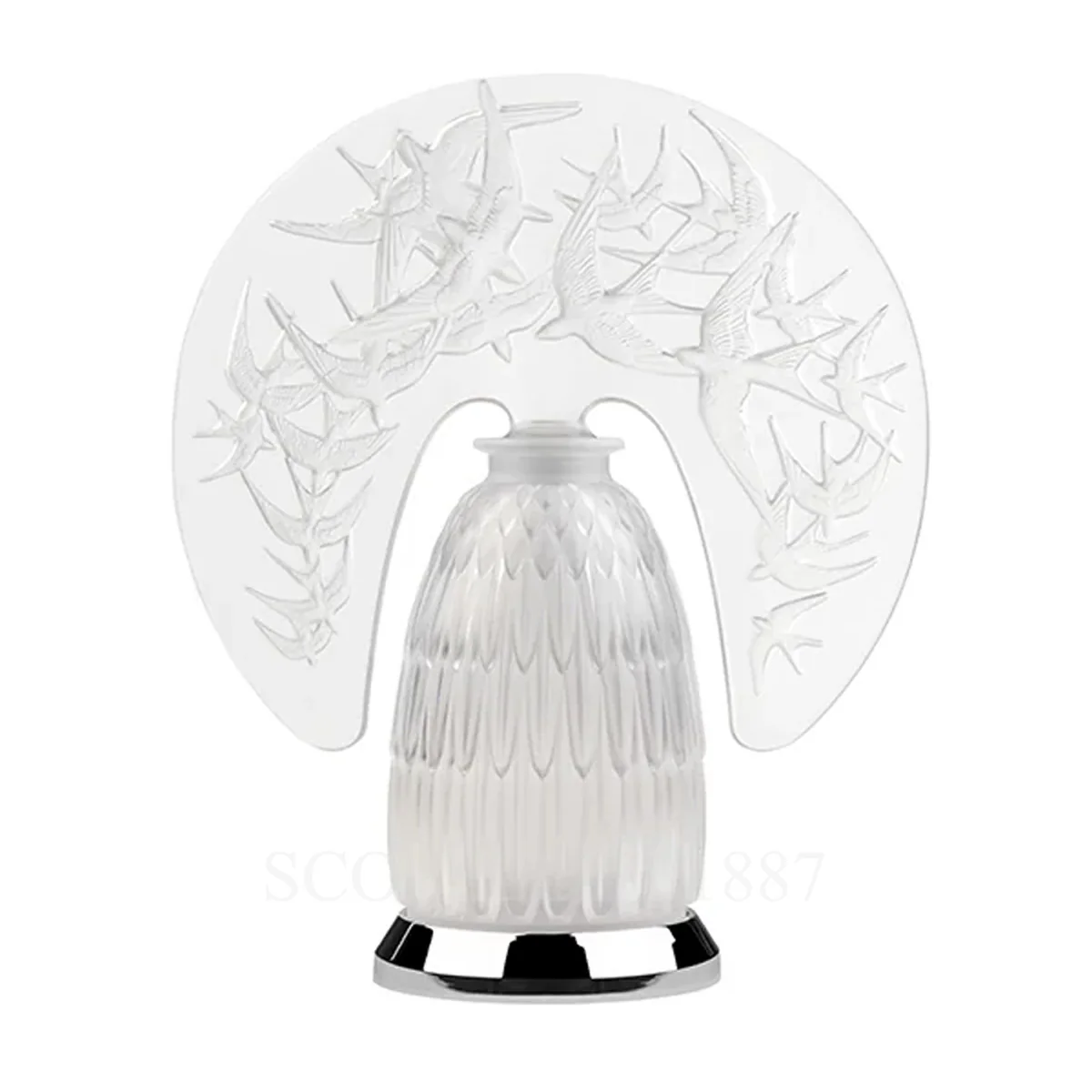 lalique swallows lamp in clear crystal