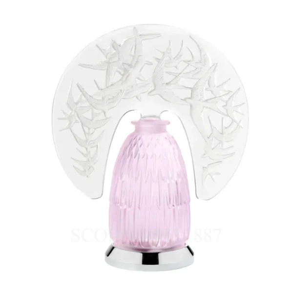 lalique swallows wireless lamp pink luster in clear crystal