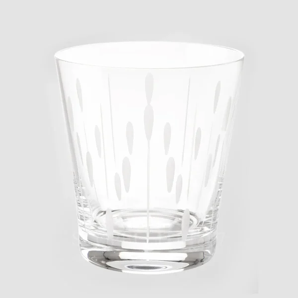 lalique tumbler lotus dew in clear crystal