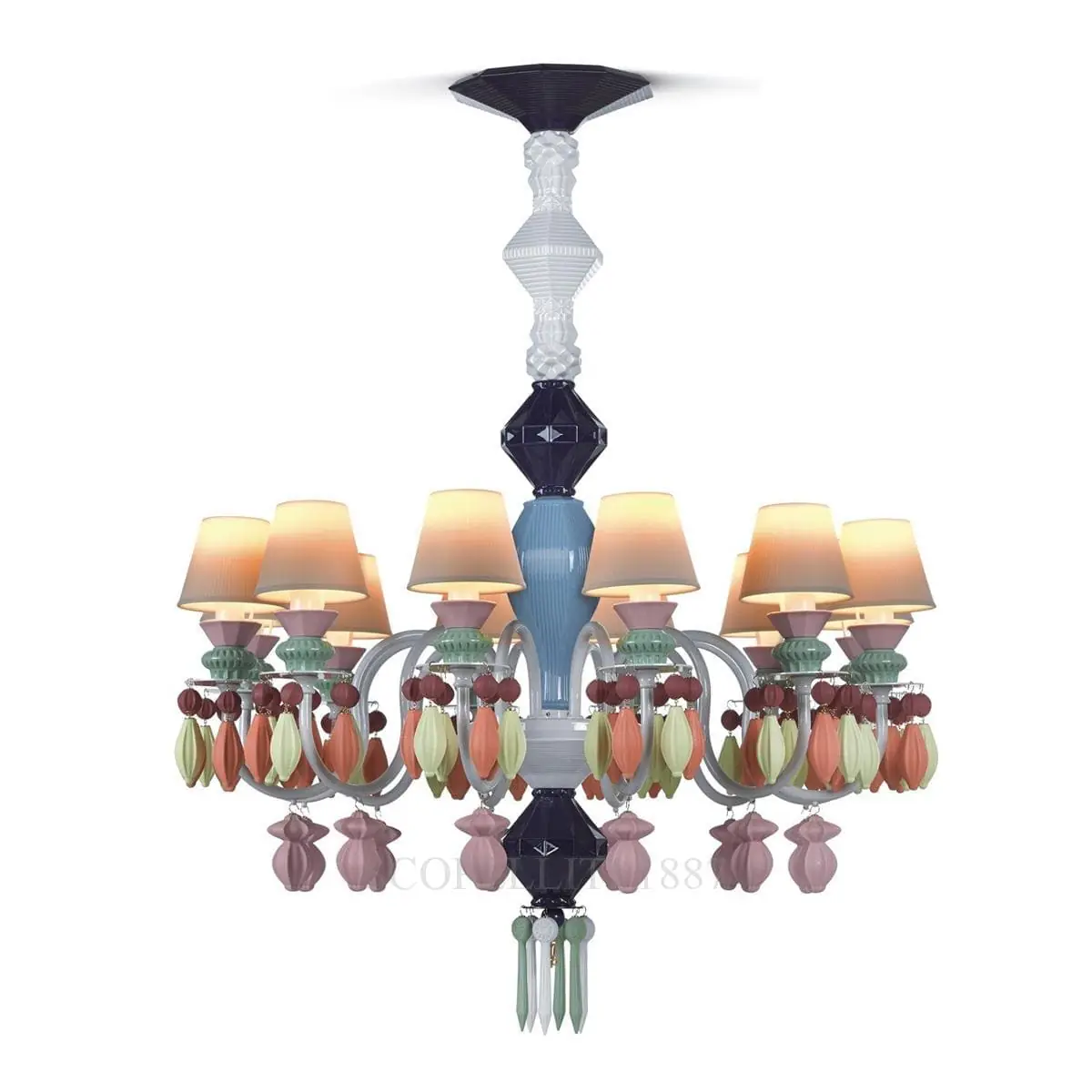 lladro belle de nuit 12 lights chandelier multicolor