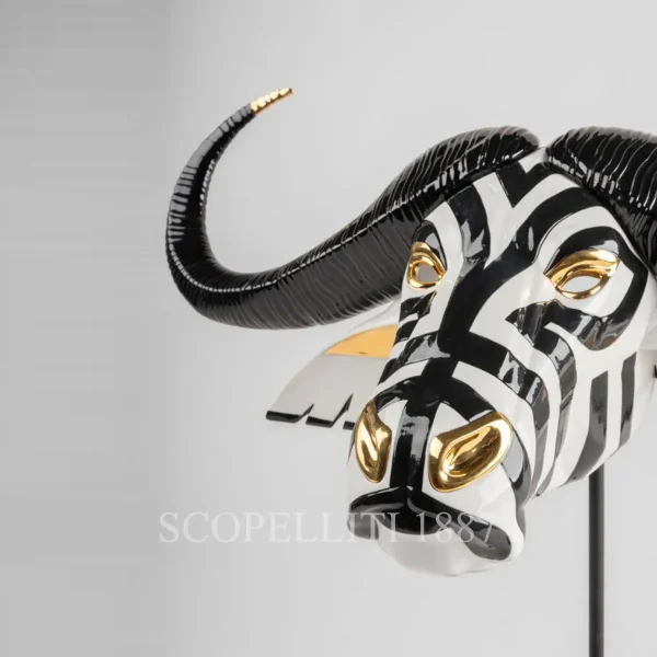 lladro buffalo mask fierce portraits porcelain