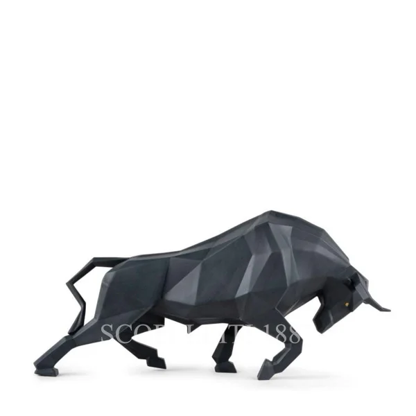 lladro bull sculpture black porcelain