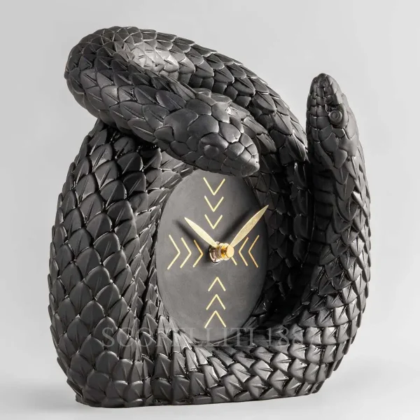 lladro clock snakes black porcelain