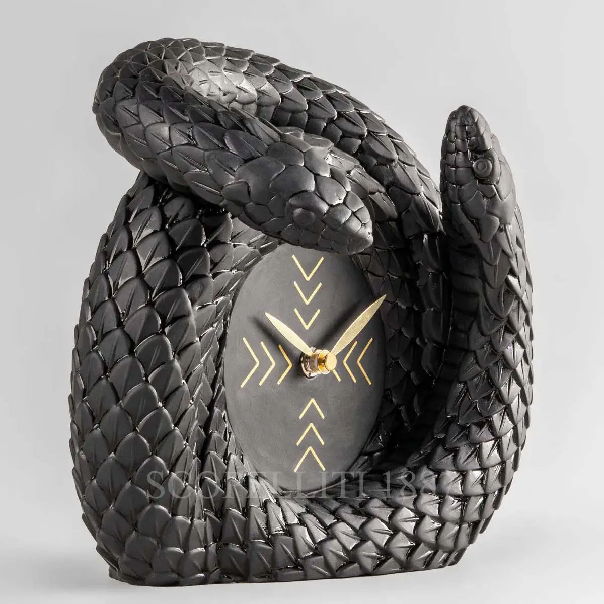 lladro clock snakes black porcelain