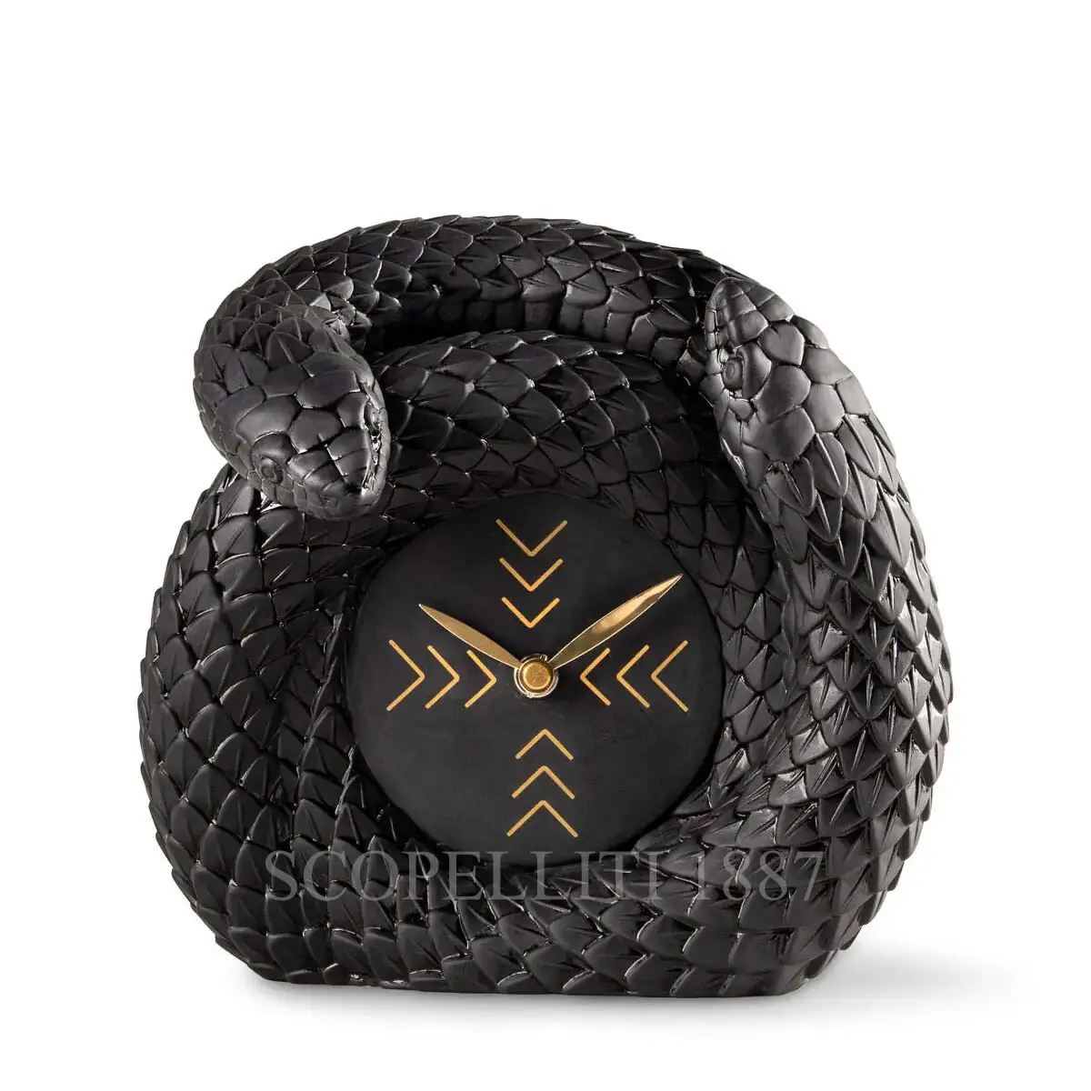lladro clock snakes black porcelain