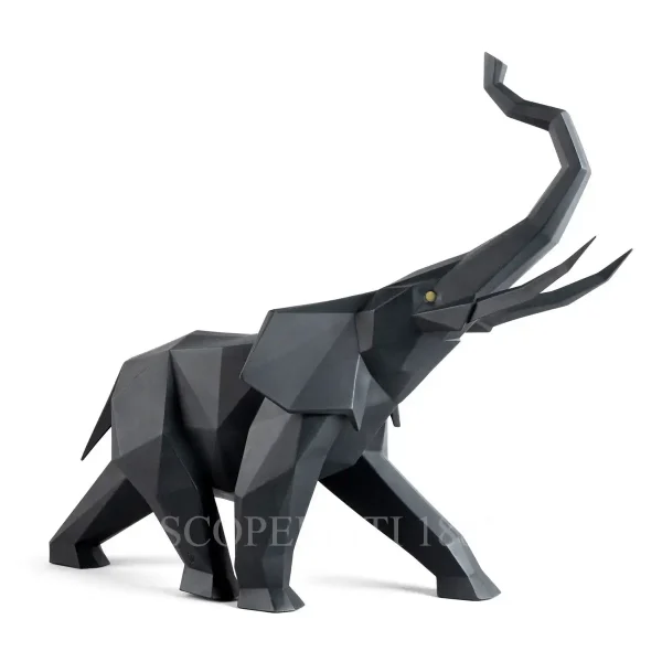 lladro origami elephant black matte origami