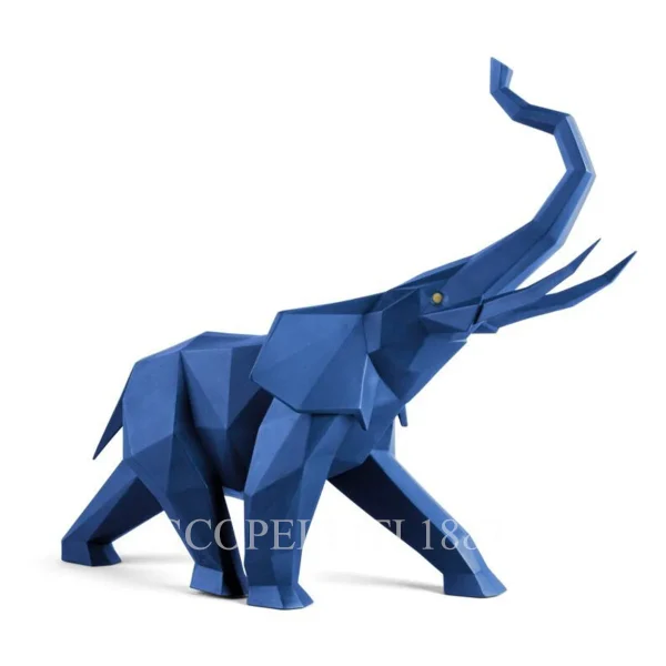 lladro elephant sculpture blue porcelain