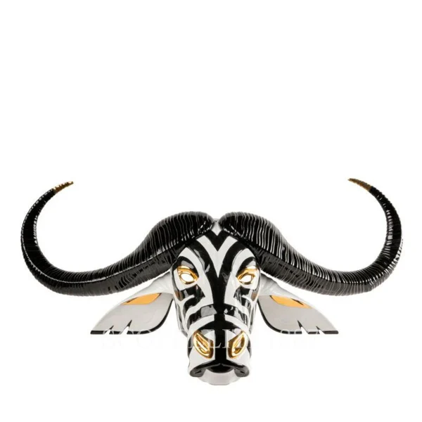 lladro fierce portraits buffalo mask porcelain