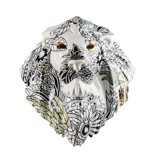 lladro fierce portraits mask lion porcelain