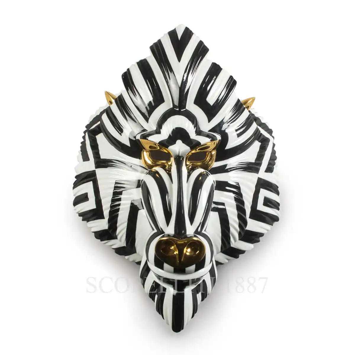 lladro fierce potraits mandrill mask porcelain