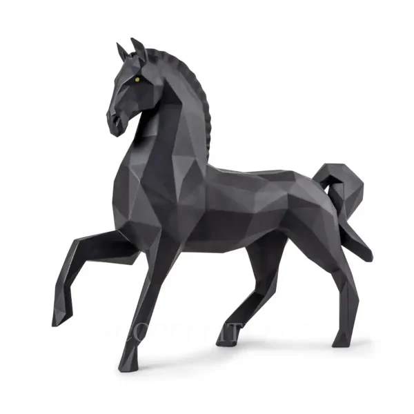 lladro origami horse sculpture black matte