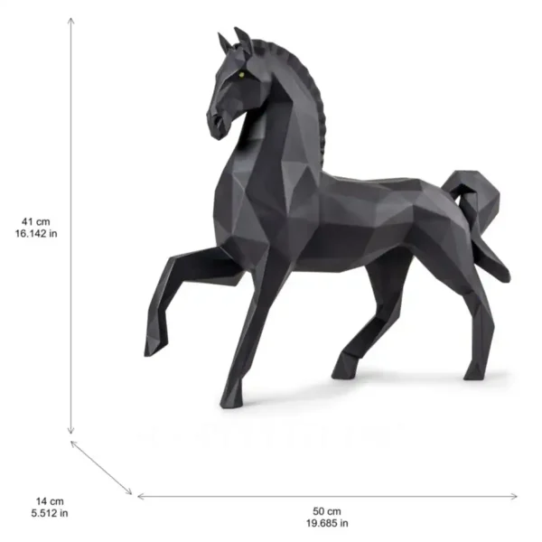 lladro horse sculpture black matte origami size