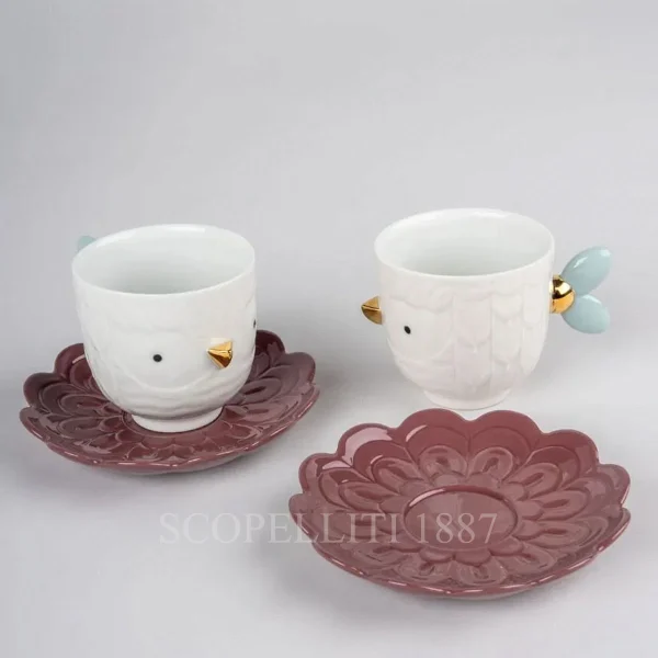 lladro kawki coffee cup and saucer set for 2