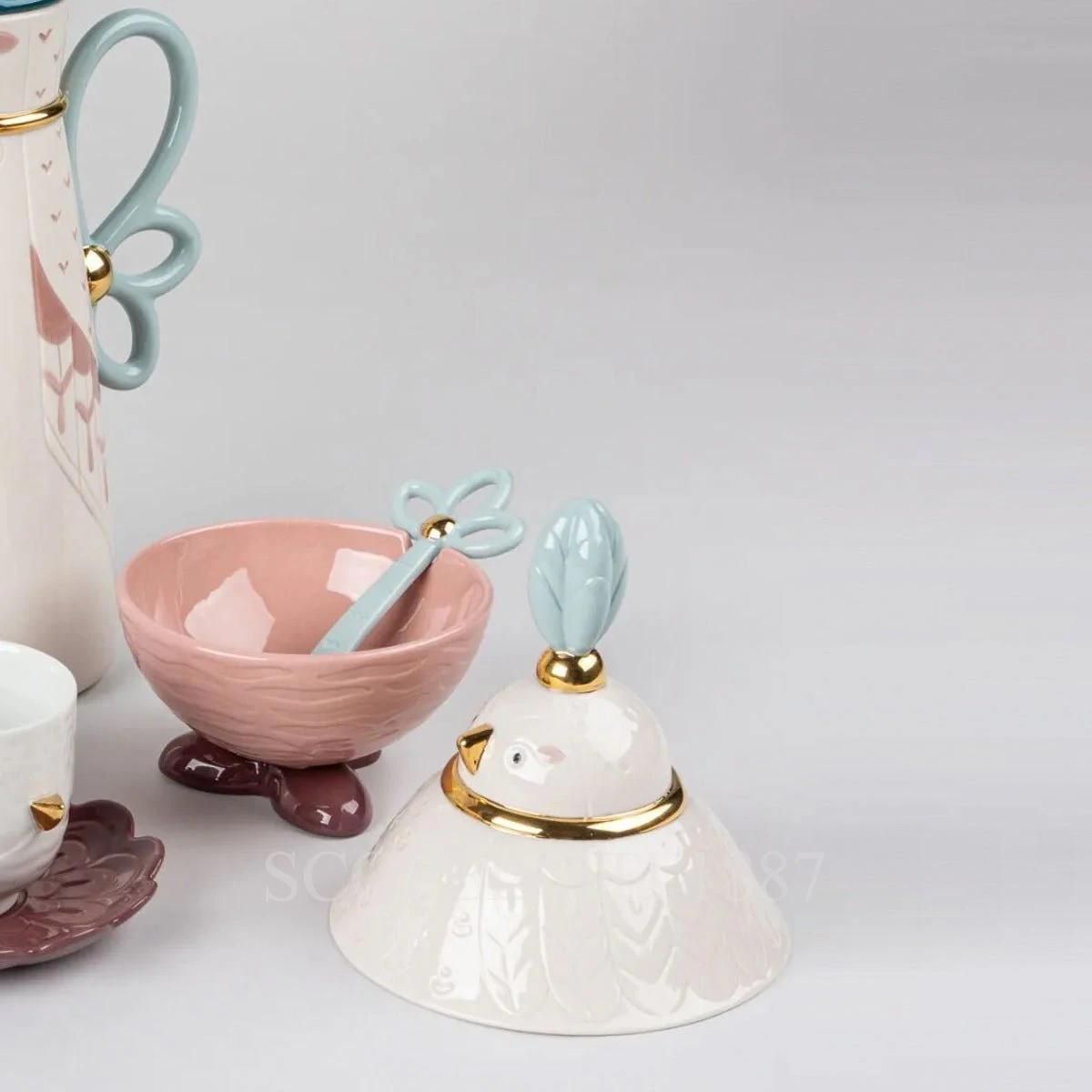 lladro kawki coffee set in porcelain