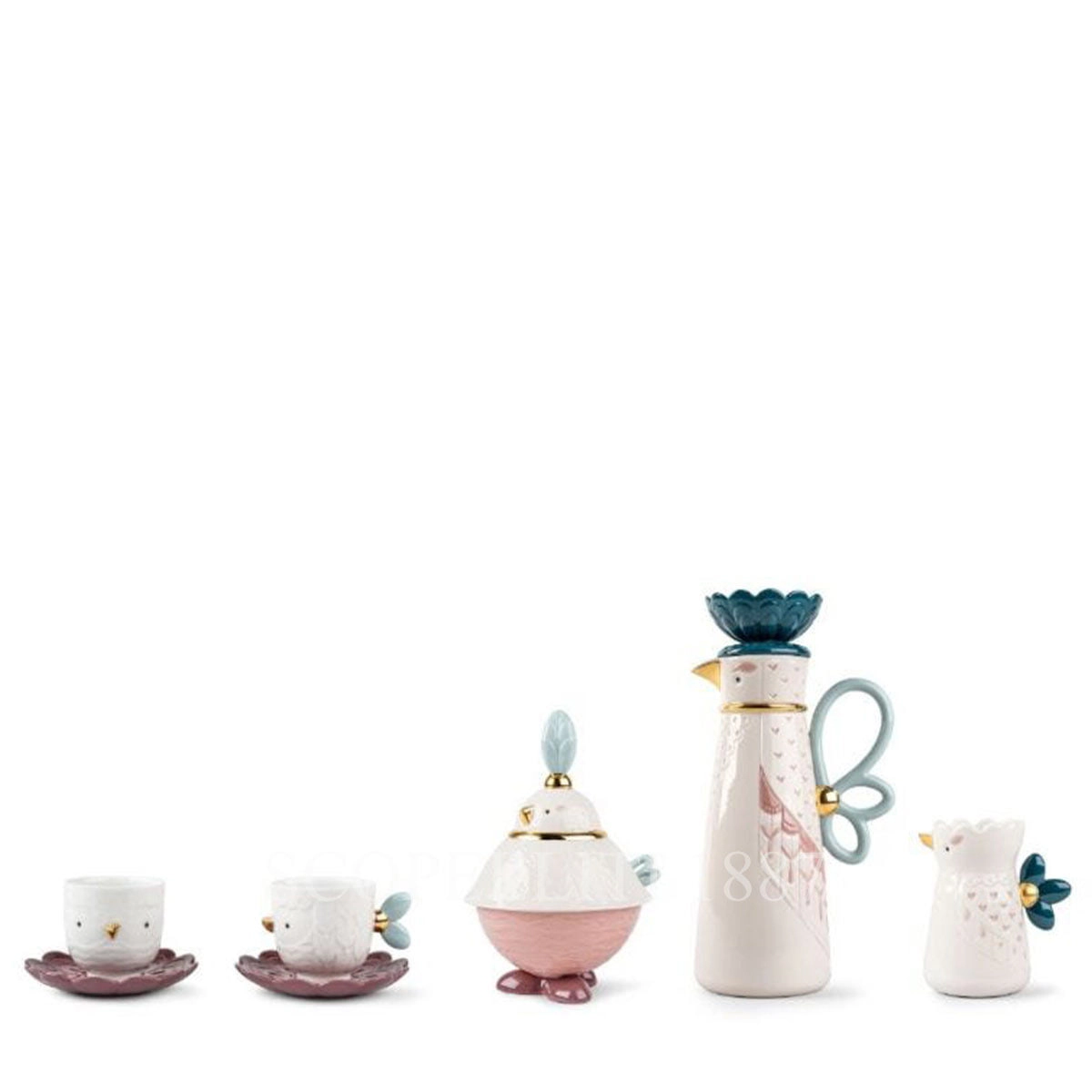 lladro kawki coffee set porcelain