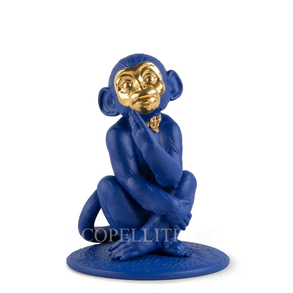lladro little monkey blue gold limited edition