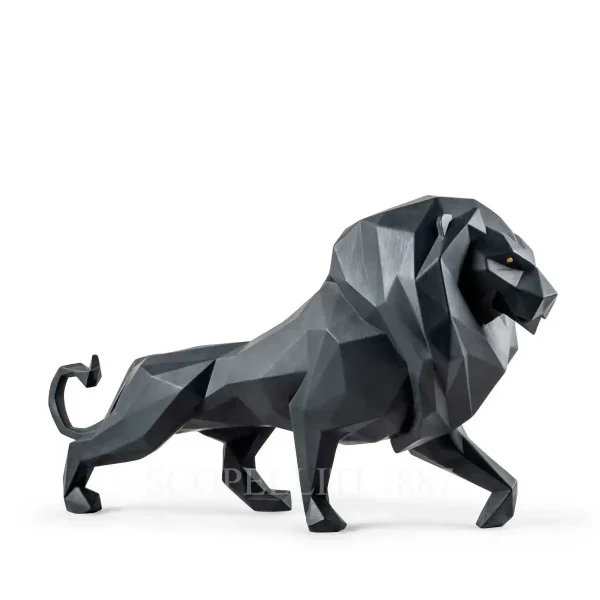 lladro origami lion sculpture matte black