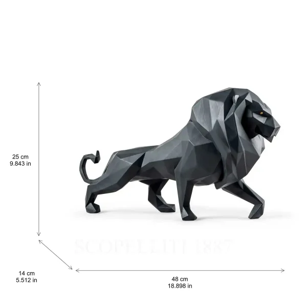 lladro origami lion sculpture matte black measures