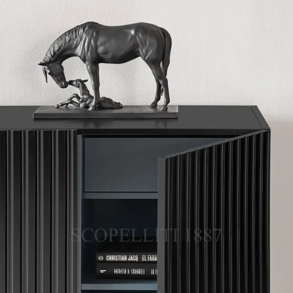 lladro origami mare and foal sculpture matte black