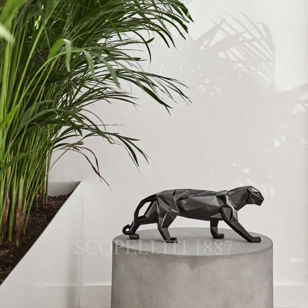 lladro panther figurine black glazed porcelain