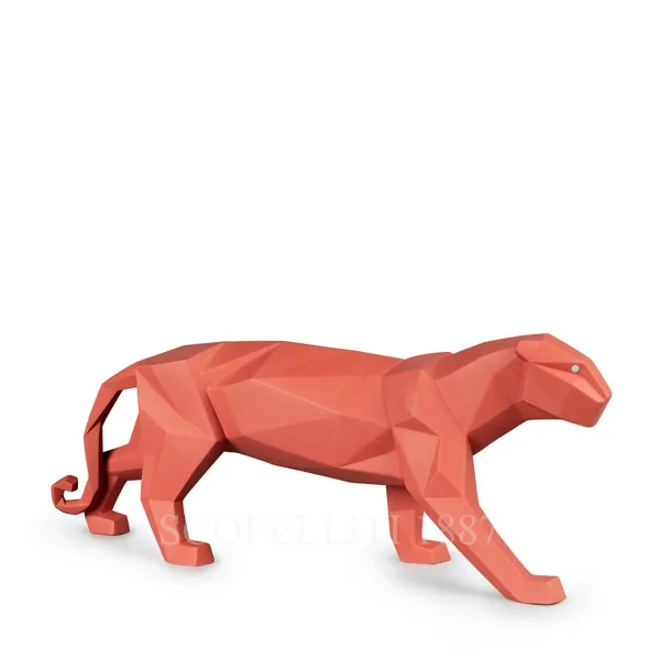 lladro panther figurine coral matte