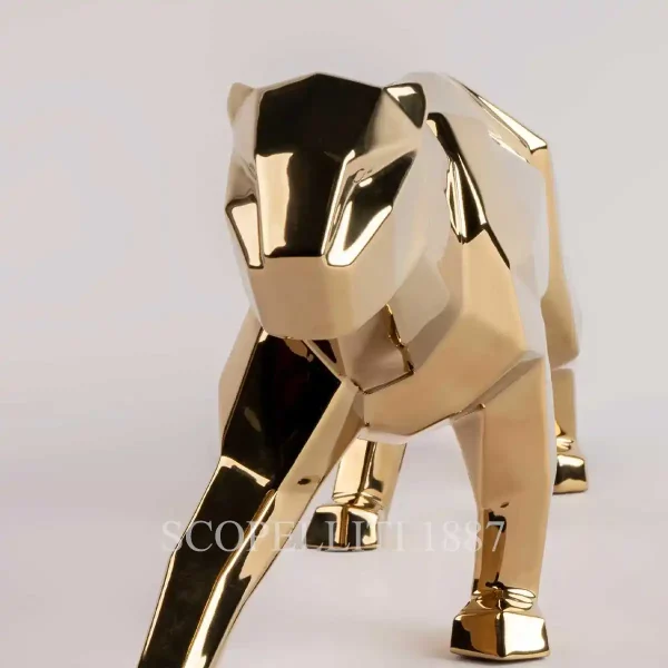 lladro panther figurine gold metallic