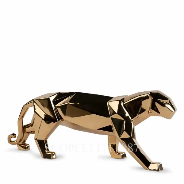 lladro panther figurine metallic gold