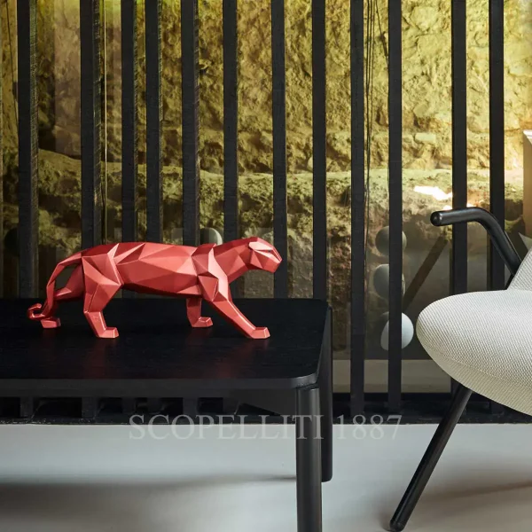 lladro panther figurine red metallic