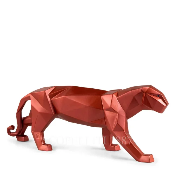 lladro panther metallic red figurine