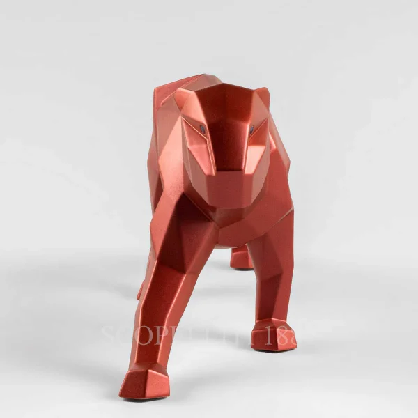 lladro panther red metallic porcelain figurine