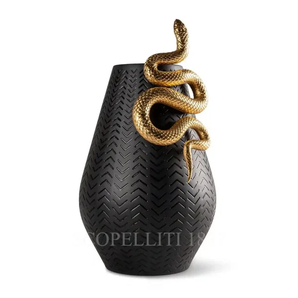 lladro porcelain vase snakes black gold