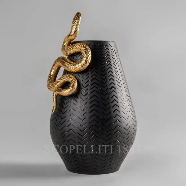lladro vase snakes black gold
