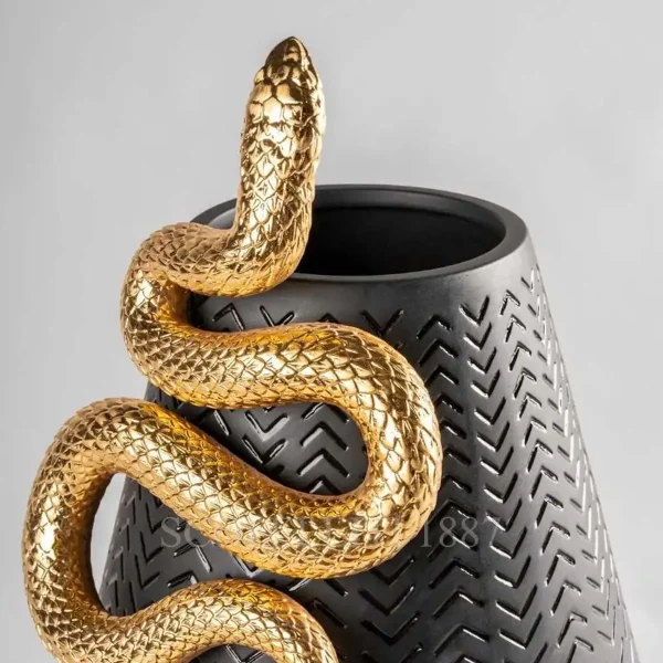 lladro vase snakes black gold porcelain