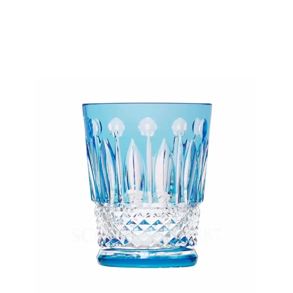 saint louis tommy sky blue shot tumbler in hand-cut crystal, part of collectible saint louis glassware