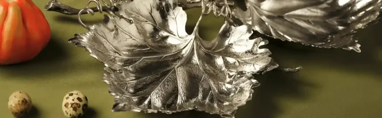 buccellati sterling silver large bowl with leaf motive