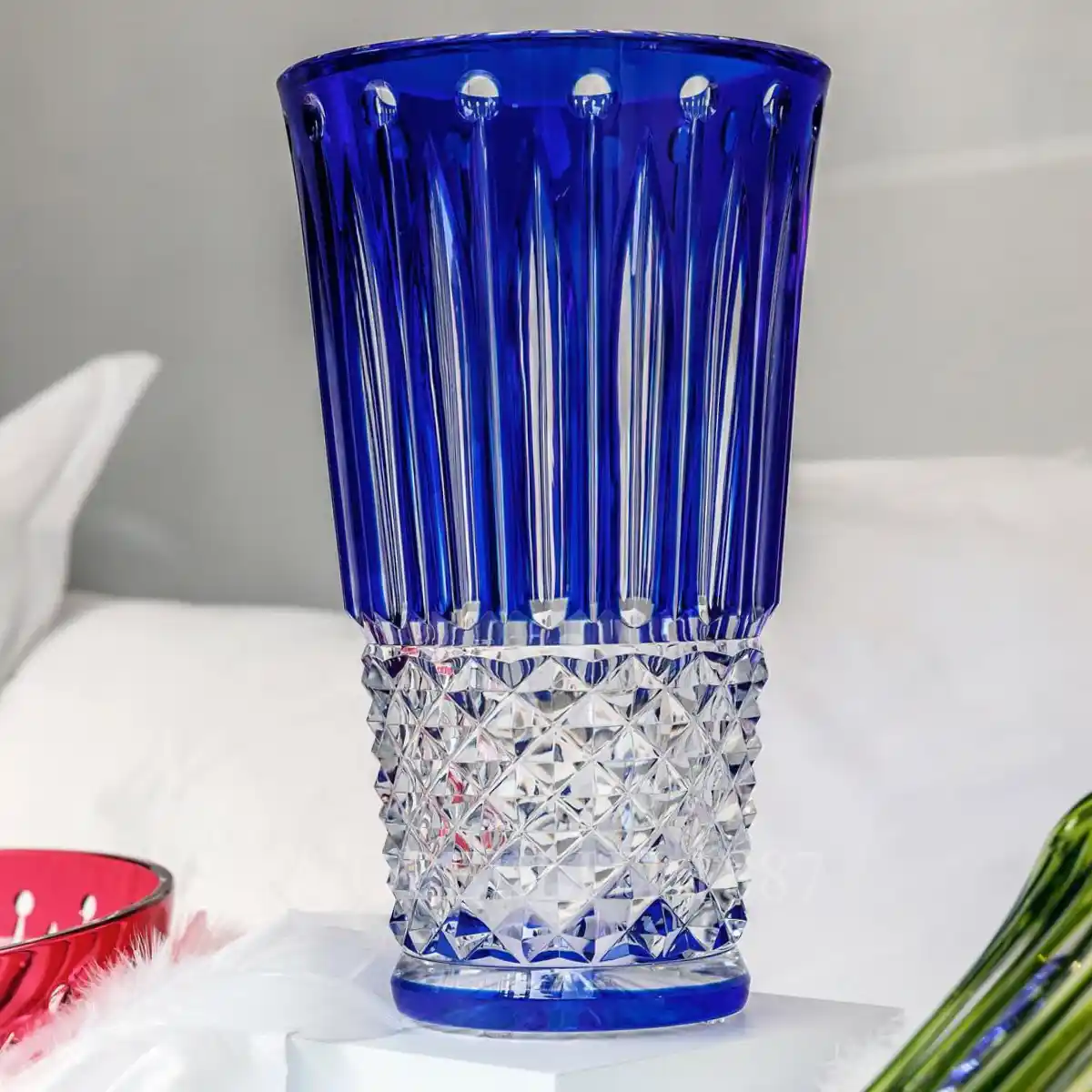 saint louis tommyssimo blue crystal vase