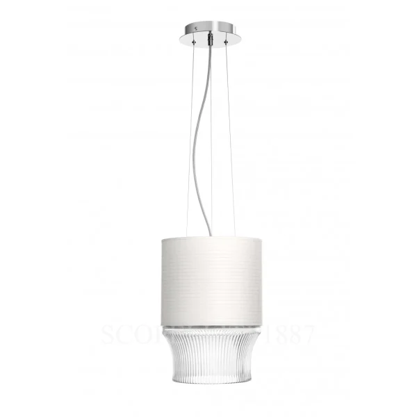 saint louis cadence pendant light with paper lampshade and chrome finish