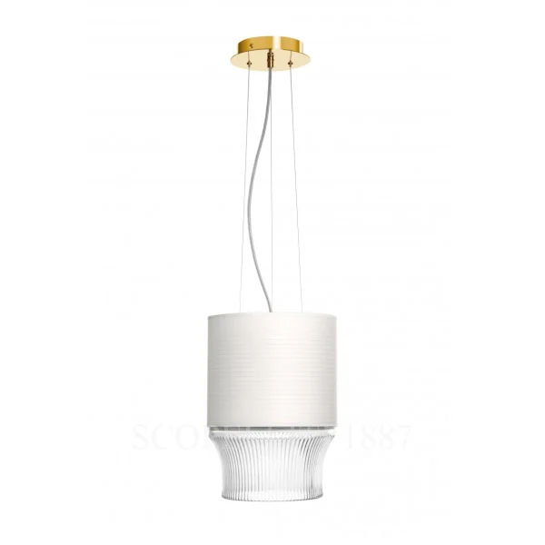 saint louis cadence pendant light with paper lampshade and golden finish