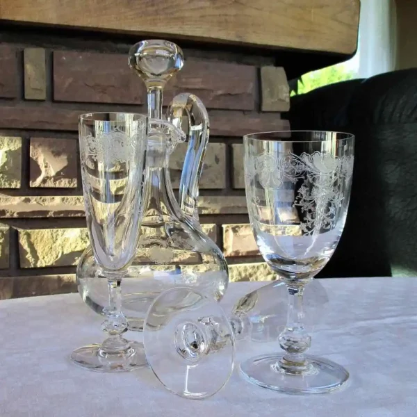 saint louis cleo crystal glasses and decanter