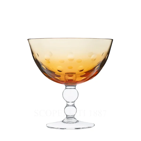 saint louis bubbles footed cup amber